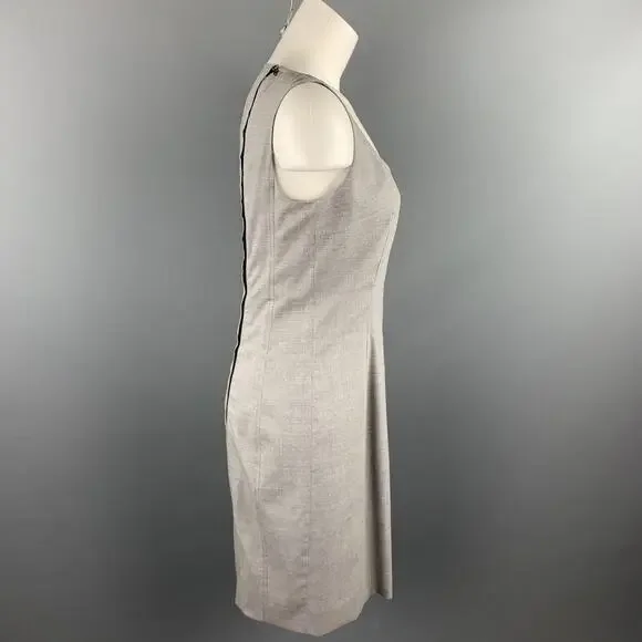 AKRIS Size 6 Grey Heather Acetate / Viscose Scoop Neck Shift Dress